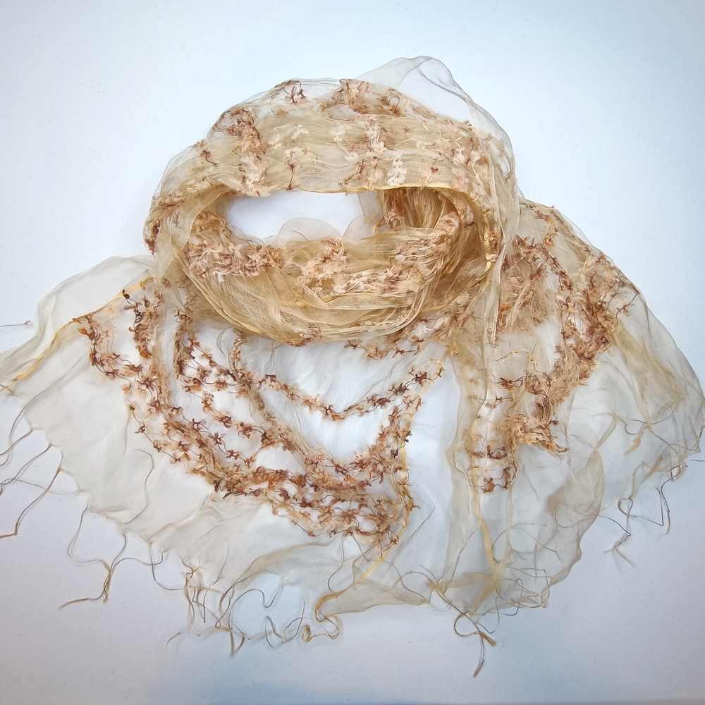 Double Layered Silk Organza Confetti Scarf - Sheer Boho Wrap